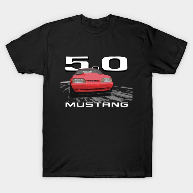 Mustang GT 5.0 LX Fox Body Notchback red T-Shirt by cowtown_cowboy